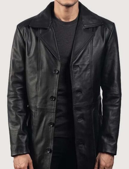 Don Long Black Leather Coat